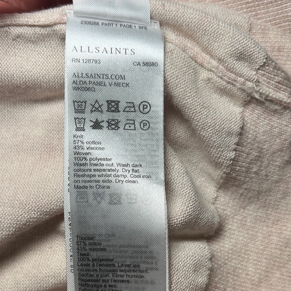 All Saints Soft Pink Knit Top with Silk detail - Small - Picture 5 of 8